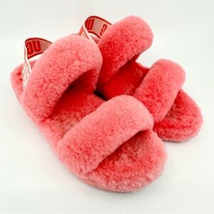 UGG Oh Yea Pink Fluff Slides Slippers Women’s Size 6